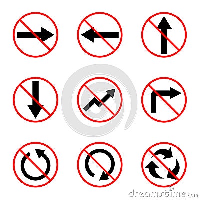 Pointer sign. Click arrow symbol. Prohibited ban stop symbol.Mouse Cursor icon. Vector Illustration