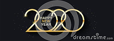 Happy New Year 2020 text design greeting illustration with golden numbers Vector Illustration