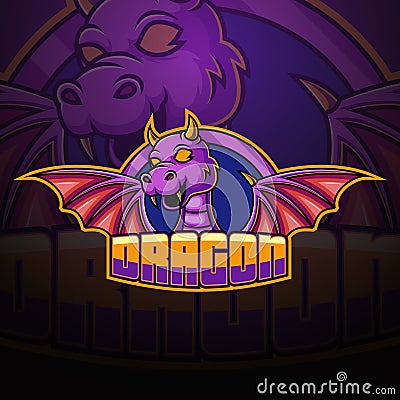 Dragon esport mascot logo design Vector Illustration