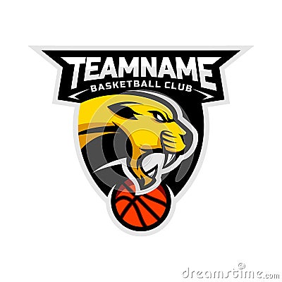 Cougars head logo for the Basketball team logo. Vector Illustration