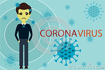 Coronavirus banner. Corona virus poster. Corona virus danger and public health risk disease. Flat vector illustration. Vector Illustration