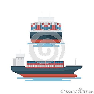 Transportation Logistics Container transport boat for marine export Vector Illustration