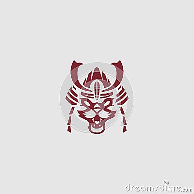 Cat samurai logo Vector Illustration