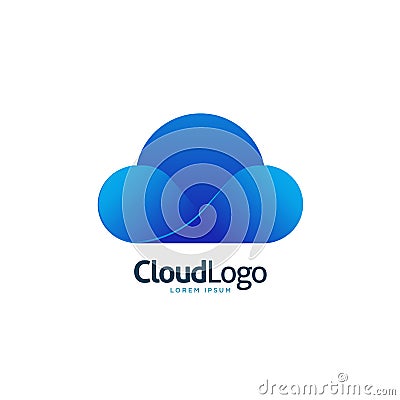 Modern stylish blue gradient cloud logo icon Vector Illustration