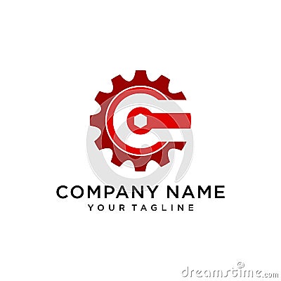 Initial C gear logo template vector Vector Illustration