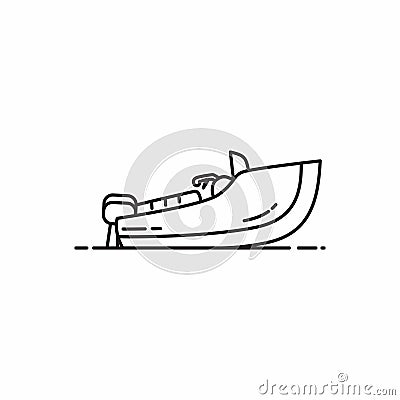 Simple speed boat icon line art vector Vector Illustration