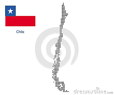 Chile map with flag. Vector Illustration