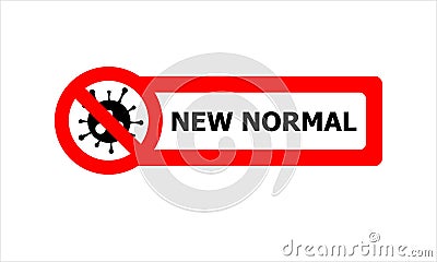 Vector illustration of New Normal red color sign which reflect to the current lifestyle during a pandemic coronavirus or covid-19 Vector Illustration