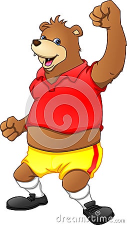 Cute bear wearing sports clothes Vector Illustration