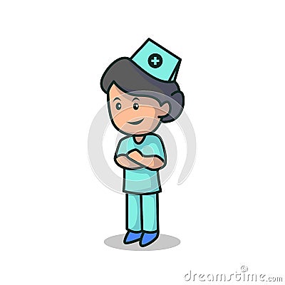 Minimalist Nurse mascot design template Vector Illustration