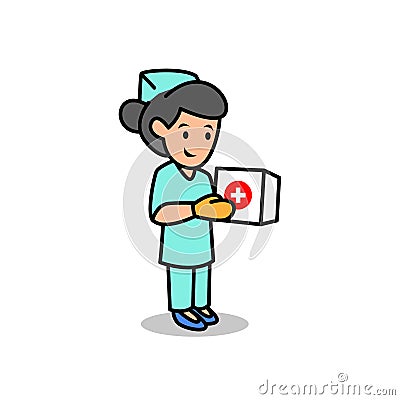 Minimalist Nurse mascot design template Vector Illustration