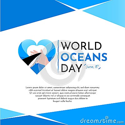 World ocean day illustration design concept with human hand and whale fin Vector Illustration