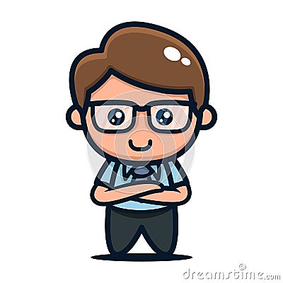 Cute geek nerd guy design illustration Cartoon Illustration