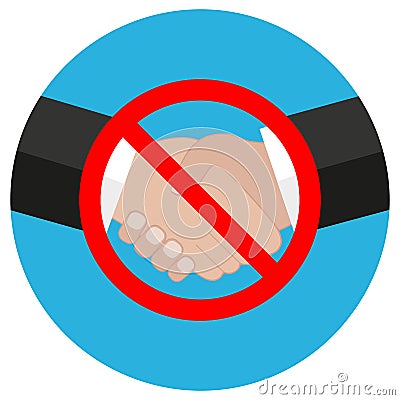 Illustration of a prohibition sign no handshake in a red crossed circle Vector Illustration