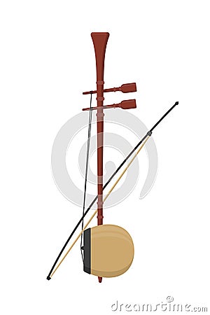 Thai culture fiddle flat style isolated on white Vector Illustration