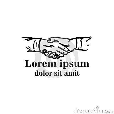 Simple hand drawn hand shake. business deal illustration logo design inspiration Vector Illustration