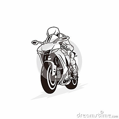 Motosport sportbike silhouette illustration with black color vecto Vector Illustration