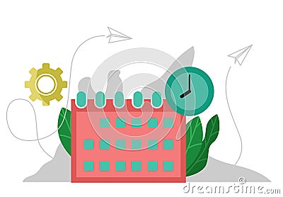 Vector illustration. schedule online in the tablet, design business graphics tasks scheduling on a week - vector - clock setting m Vector Illustration