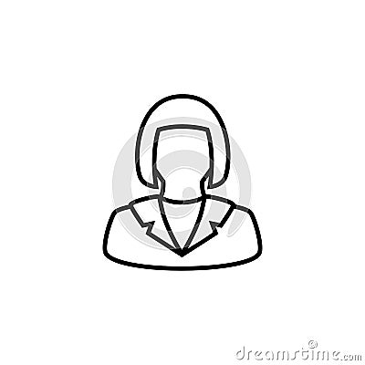 Business woman thin icon isolated on white background Vector Illustration