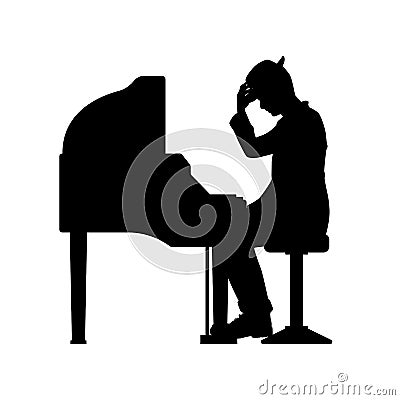 Piano player silhouette vector Vector Illustration