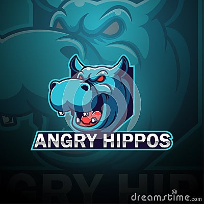 Angry hippos esport mascot logo design Vector Illustration