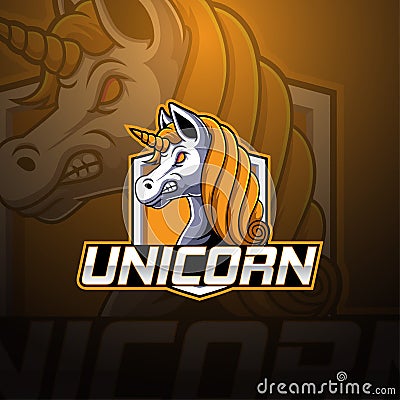 Unicorn esport mascot logo design Vector Illustration