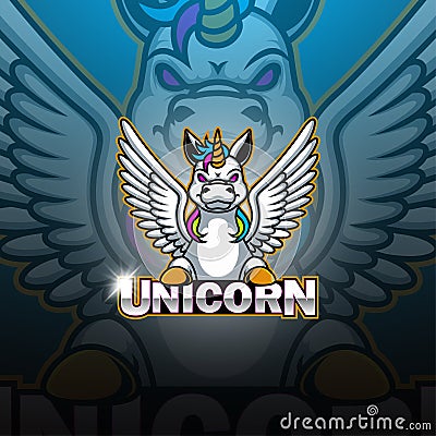 Unicorn esport mascot logo design Vector Illustration