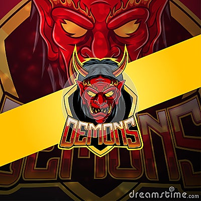 Demons esport mascot logo design Vector Illustration