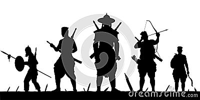 Siam warrior troops silhouette vector on white Vector Illustration