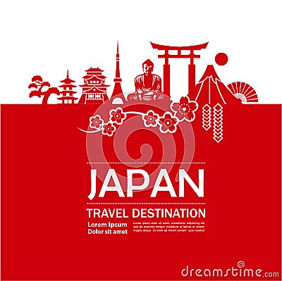 Japan travel destination grand vector illustration. Vector Illustration