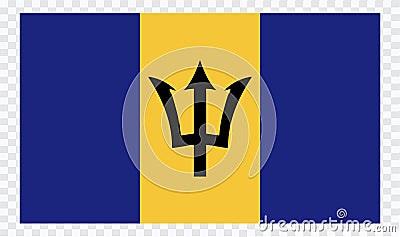 Barbados Flag . flat original color illustration isolated on white background. Cartoon Illustration