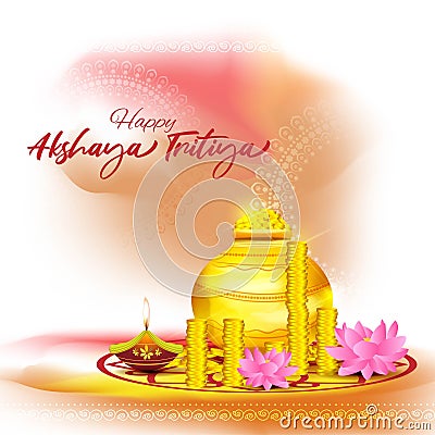 Vector illustration concept of Happy Akshaya Tritiya greeting. Vector Illustration