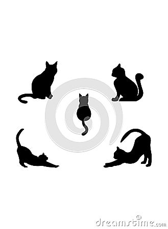 Collection of cat silhouettes, vector illustrations, icons and logos Vector Illustration