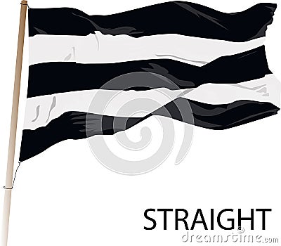 Straight pride flag being waved. Vector Illustration