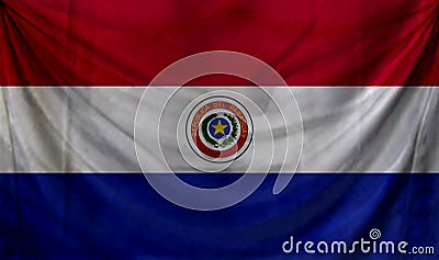 Paraguay Wave Flag Close Up Stock Photo