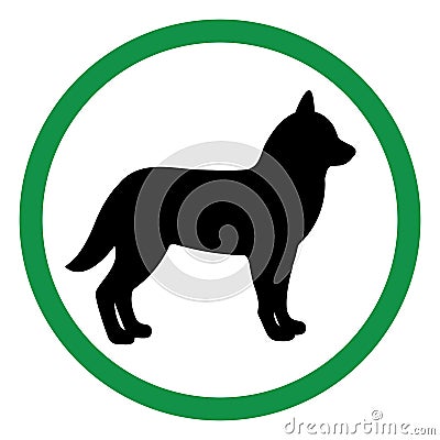 Illustration of allowed walking dogs in a green circle Vector Illustration