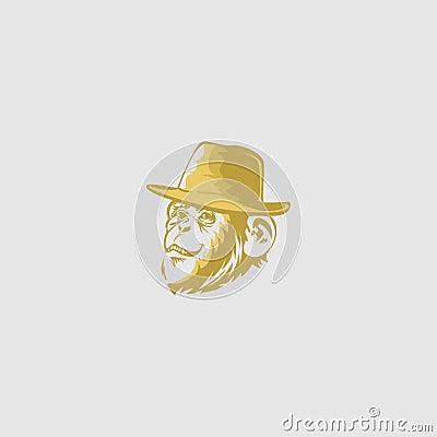 Face monkey illustration on grey background Cartoon Illustration