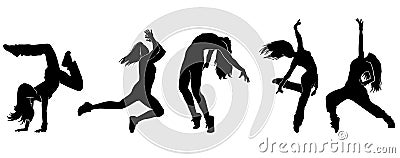 Breakdance Silhouette vectors on white background Vector Illustration