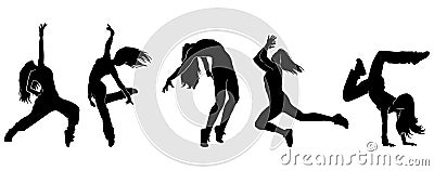 Breakdance Silhouette vectors on white background Vector Illustration