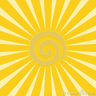 Sunbeam abstract background. Symmetrical radial yellow and orange sun rays. Ornamental manga pattern. Vector Illustration