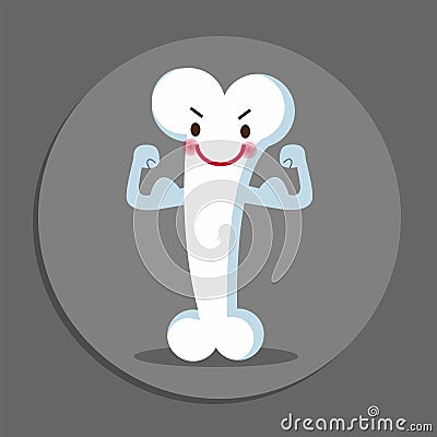 Vector Strong bone character with muscular arms. isolated on gray background Vector Illustration
