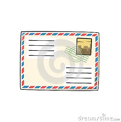 Vintage mail drawing style isolated vector. Vector Illustration