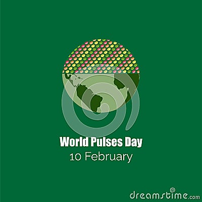 Half world vector with Colorful Grains, isolated on green background. World Pulses Day design concept. suitable for posters, banne Vector Illustration