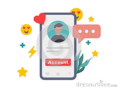 Social media account, communication comments and followers illustration. Vector Illustration