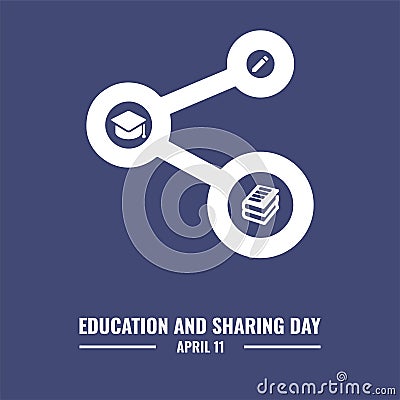 Sharing Vector Icons, Books, Pencils and Graduation Hats, Education and Sharing Day Design Concept, suitable for social media post Vector Illustration