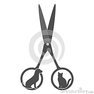 Illustration logo of a salon for the care of animals and grooming dogs and cats Vector Illustration