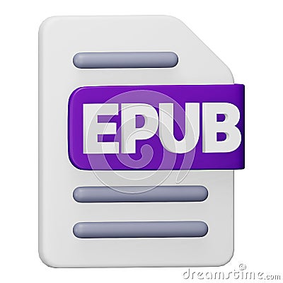 Epub file format 3d rendering isometric icon. Vector Illustration