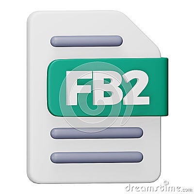 Fb2 file format 3d rendering isometric icon. Vector Illustration