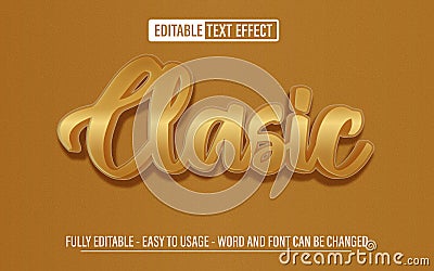 Clasic gold 3d editable text effect Vector Illustration