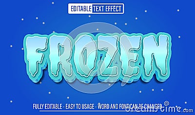 Frozen 3d editable text effect template Vector Illustration